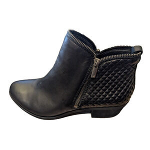 Lucky Brand Bartolino Black Leather Zippered Ankle Boots Size 12 NEW